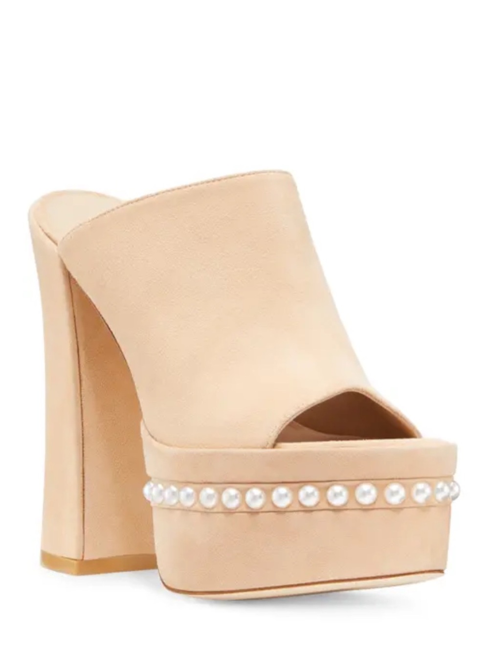 Stuart Weitzman Skyhigh Suede Pearly Platform Sandals Size 10